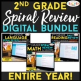 2nd Grade DIGITAL Spiral Review & Quiz BUNDLE | Math, Read