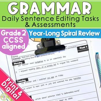 Preview of 2nd Grade Daily Grammar Practice ELA Spiral Review Morning Work Sentence Editing