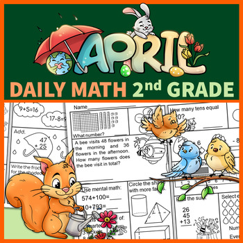 Preview of 2nd Grade Daily Math April Morning Work No Prep Printables