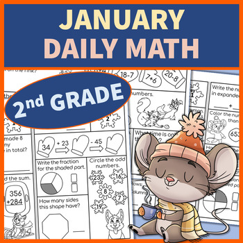 Preview of 2nd Grade Daily Math January Morning Work No Prep Printables