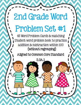 Preview of 2nd Grade Daily Word Problem Book & Cards 2.OA.1 {SET 1}