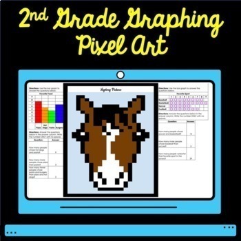 Preview of 2nd Grade Data and Graphing Pixel Art Horse Mystery Picture