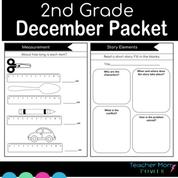 Preview of 2nd Grade December Packet: Independent Work, Morning Work, Extra Practice