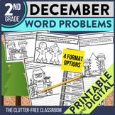 2nd Grade December Word Problems printable and digital mat