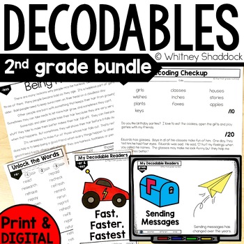 Preview of 2nd Grade Decodable Readers & Reading Passages, Wordlists & Decoding Assessments