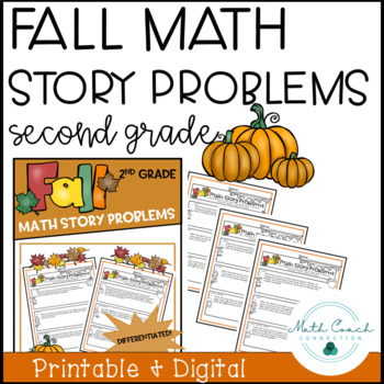 Preview of Fall Math Word Problems | Second Grade | 2nd Grade Math Story Problems