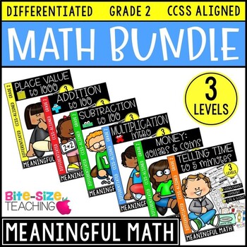 Preview of 2nd Grade Math Units Bundle | CCSS Differentiated Worksheets & Centers