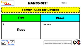 Preview of 2nd Grade ELA Digital Citizenship - Family Rules for Electronic Devices