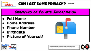 Preview of 2nd Grade ELA Digital Citizenship - Protecting Your Private Information