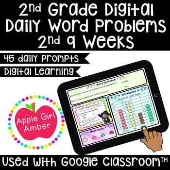 Preview of 2nd Grade Digital Daily Math Word Problems | 2nd 9 Weeks for Google Classroom™