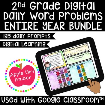 Preview of 2nd Grade Digital Daily Math Word Problems | 37 Weeks | Distance Learning