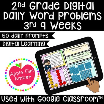 Preview of 2nd Grade Digital Daily Math Word Problems | 3rd 9 Weeks for Google Classroom™