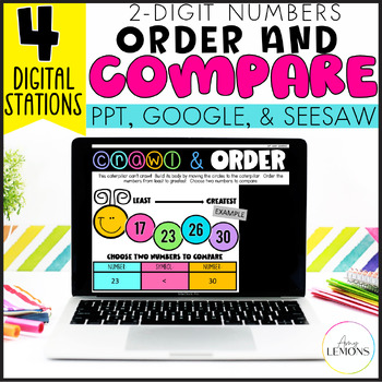 Preview of Compare & Order 2 Digit Numbers - Slides for Comparing & Ordering Numbers