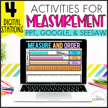 Preview of Measurement Math Slides for Measuring, Ordering, & Comparing Length Activities