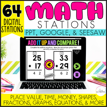 Preview of Bundle of Math Slides & Digital Math Stations for 2nd Grade Math Activities