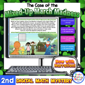 Preview of 2nd Grade Digital Math Mystery March Madness Distance Learning