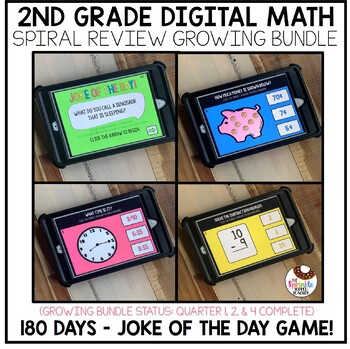 Preview of 2nd Grade Digital Math Spiral Review - 180 Days of Math Warm Ups