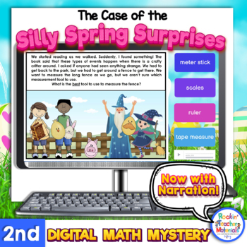Preview of 2nd Grade Digital Narrated Math Mystery Spring Surprises for Distance Learning