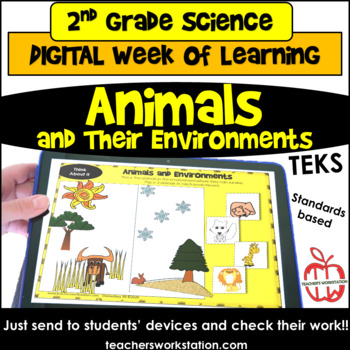 Preview of 2nd Grade Digital Week of Learning - Animals and Environments DISTANCE LEARNING