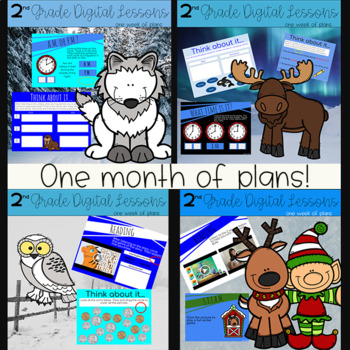 Preview of 2nd Grade Distance Learning: Digital Lesson Plans Bundle December Wks 1-4