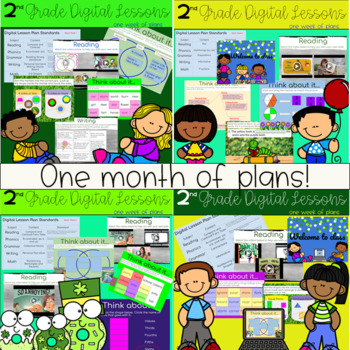 Preview of 2nd Grade Distance Learning: Digital Lesson Plans Bundle March Wks 1-4 : Google