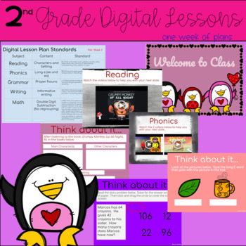Preview of 2nd Grade Distance Learning: Digital Lesson Plans: February Wk. 2 :Google Slides