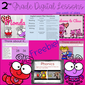 Preview of 2nd Grade Distance Learning: Digital Lesson Plans: Freebie :Google Slides