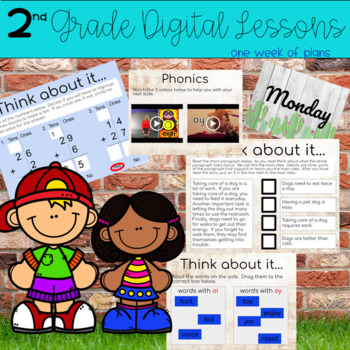 Preview of 2nd Grade Distance Learning: Digital Lesson Plans: January Wk. 4 (Google Slides)