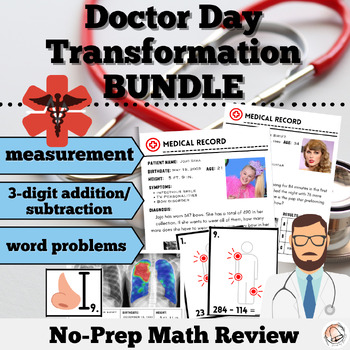 Preview of 2nd Grade Doctor Day Classroom Transformation Math Review | Second Grade Math