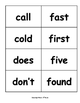 2nd grade dolch sight words flash cards rfk3 by christina solomon