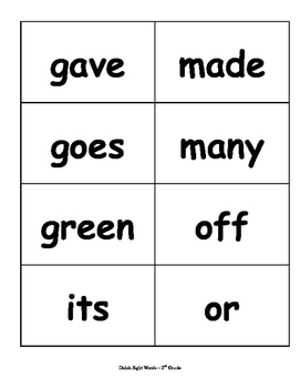 dolch sight words flash cards