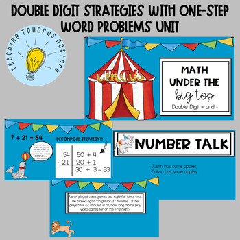 Preview of 2nd Grade Double Digit Strategies Unit with 1-Step Word Problems