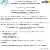 2nd Grade ELA 24 Individual Editable Tutoring Lesson Plans