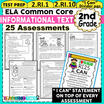Preview of 2nd Grade ELA Common Core Assessments- Reading Informational Text