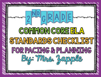 Preview of 2nd Grade ELA Common Core Standards Checklist