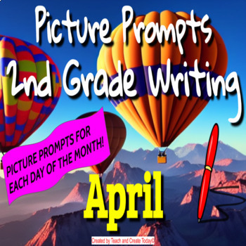 Preview of 2nd Grade ELA Daily Writing Prompts Pictures Activities SPRING BUNDLE