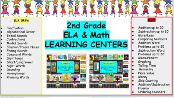 Preview of 2nd Grade ELA & Math Virtual Learning Centers