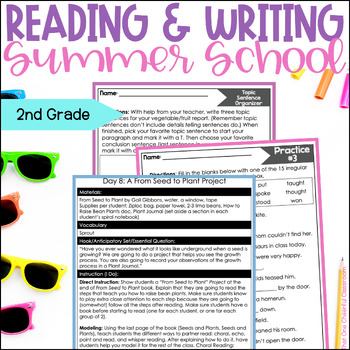 Preview of 2nd Grade ELA Reading Comprehension, Vocab, and Writing Summer School Curriculum
