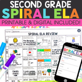 2nd Grade Morning Work | ELA Spiral Review Bundle | Printable & Digital Included