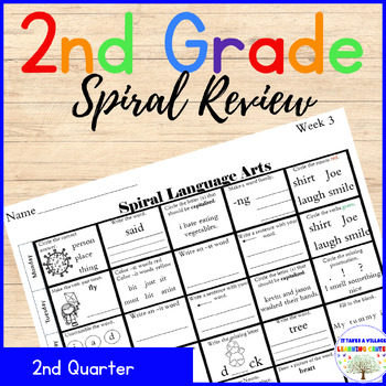 Preview of 2nd Grade ELA Spiral Review Worksheets - ELA Daily Warm Up