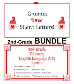 Preview of 2nd-Grade ELA Valentines Bundle: Literacy Standard 2.1 and Silent Letters