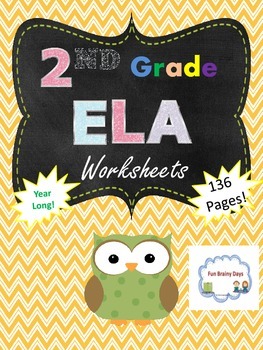 2nd grade ela worksheets year long by fun brainy days tpt