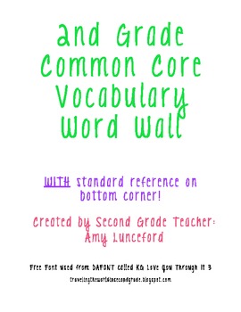 Preview of 2nd Grade ELA and Math Vocabulary Word Wall