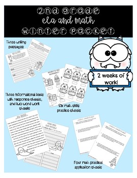 Preview of 2nd Grade ELA and Math Winter Work Packet