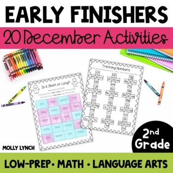 Preview of 2nd Grade Early Finishers December | Fast Finishers BAT Book for 2nd Graders