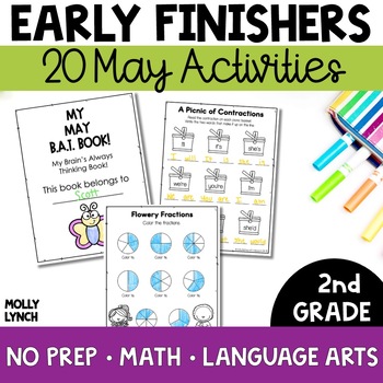 Preview of 2nd Grade Early Finishers May | Fast Finishers BAT Book for 2nd Graders