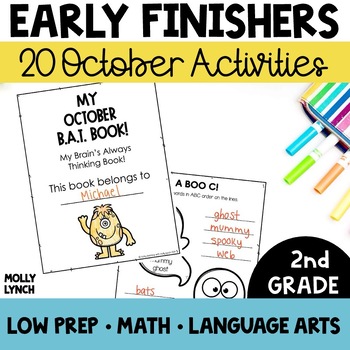 Preview of 2nd Grade Early Finishers October | Fast Finishers BAT Book for 2nd Graders