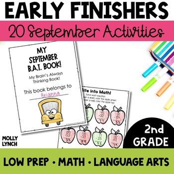 Preview of 2nd Grade Early Finishers September | Fast Finishers BAT Book for 2nd Graders