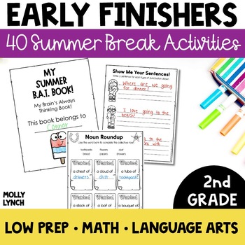 Preview of 2nd Grade Early Finishers Summer | Fast Finishers BAT Book for 2nd Graders