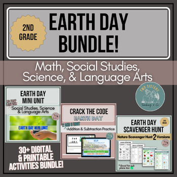 Preview of 2nd Grade Earth Day 2024 Bundle, 2024 Math Activities, Earth Day Scavenger Hunt